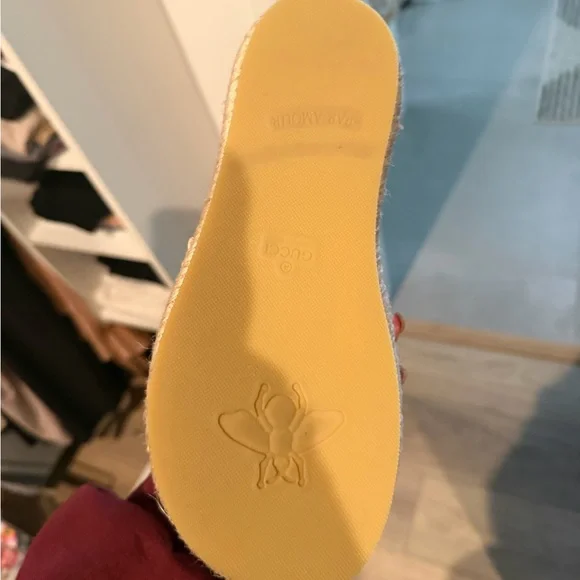 Gucci Beige Crystal Embellished espadrille Slides - Picture 2 of 3